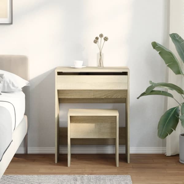 vidaXL Meikkipöytä ja jakkara Sonoma-tammi 60x40x113,5 cm