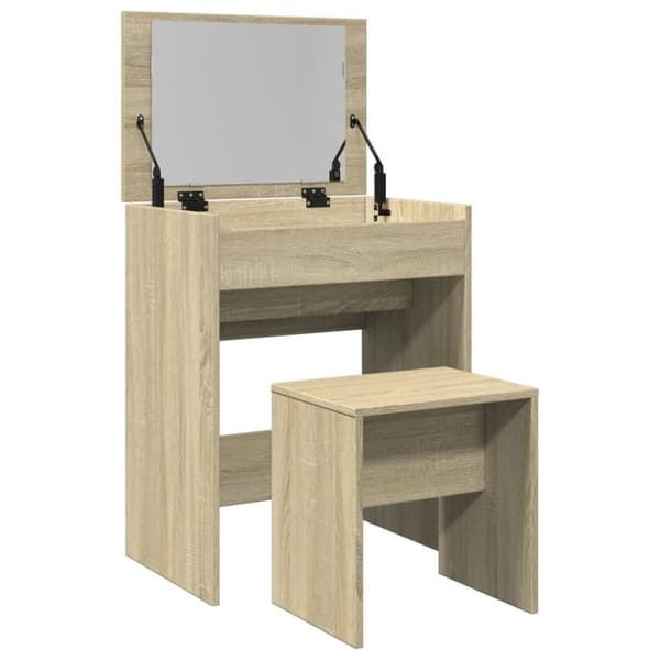 vidaXL Meikkipöytä ja jakkara Sonoma-tammi 60x40x113,5 cm