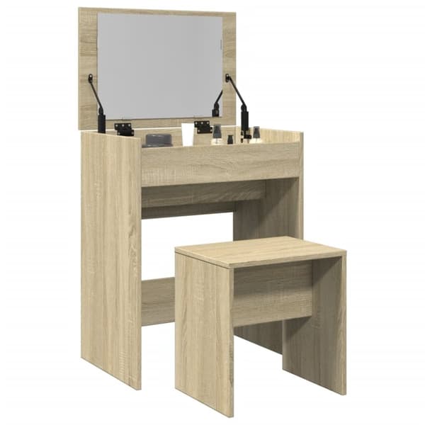 vidaXL Meikkipöytä ja jakkara Sonoma-tammi 60x40x113,5 cm