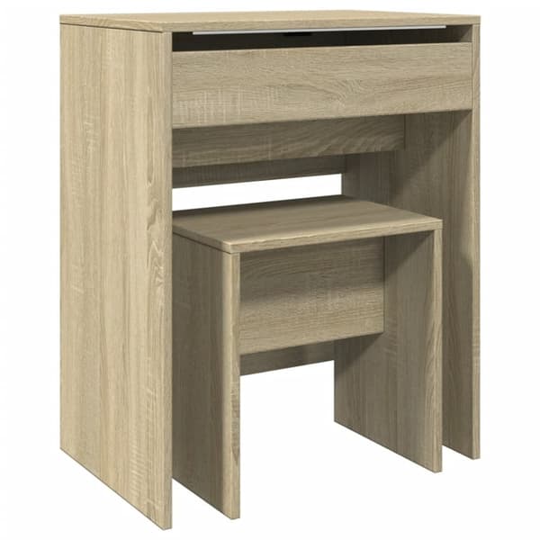 vidaXL Meikkipöytä ja jakkara Sonoma-tammi 60x40x113,5 cm