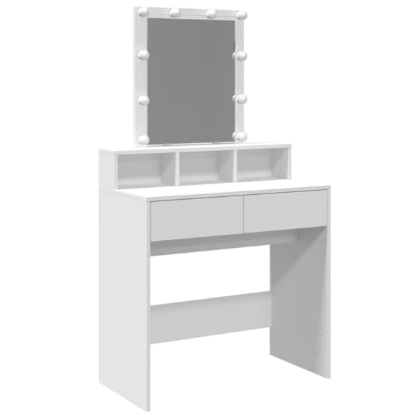 vidaXL Peilipöytä LED-valoilla valkoinen 80x41x144,5 cm