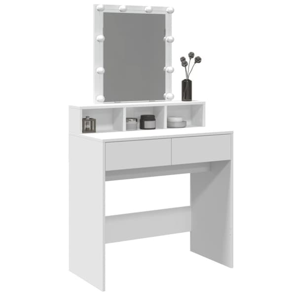 vidaXL Peilipöytä LED-valoilla valkoinen 80x41x144,5 cm