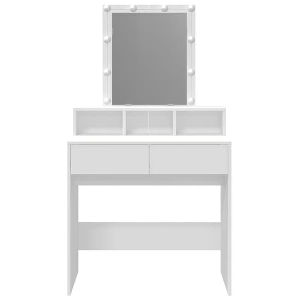 vidaXL Peilipöytä LED-valoilla valkoinen 80x41x144,5 cm