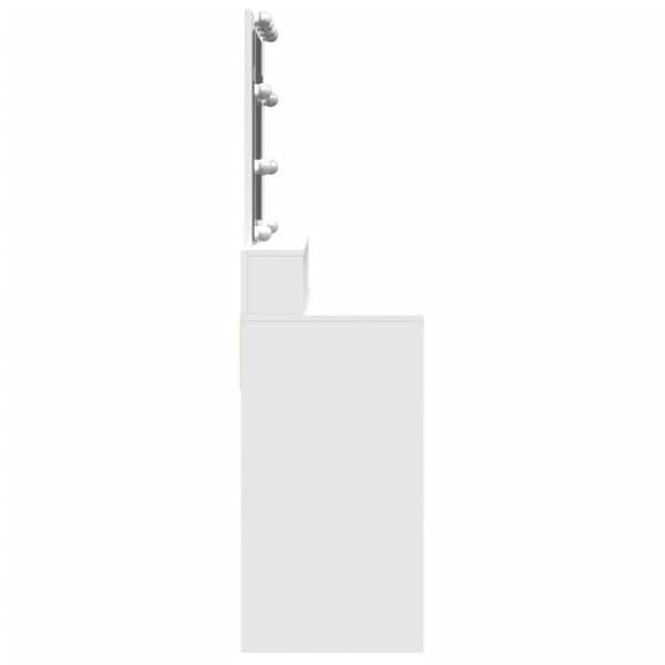 vidaXL Peilipöytä LED-valoilla valkoinen 80x41x144,5 cm