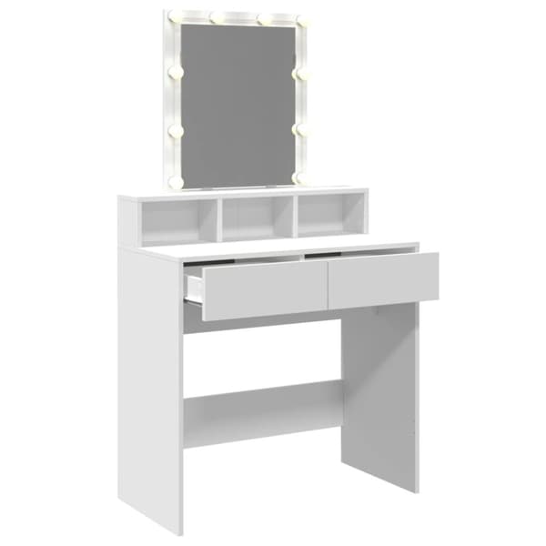 vidaXL Peilipöytä LED-valoilla valkoinen 80x41x144,5 cm