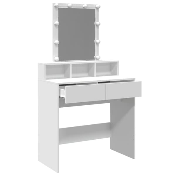 vidaXL Peilipöytä LED-valoilla valkoinen 80x41x144,5 cm