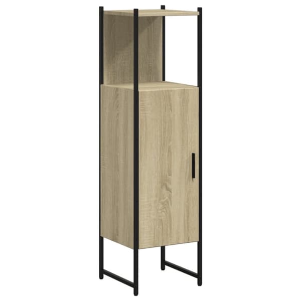 badeværelsesskab 33x33x120,5 cm konstrueret træ sonoma-eg