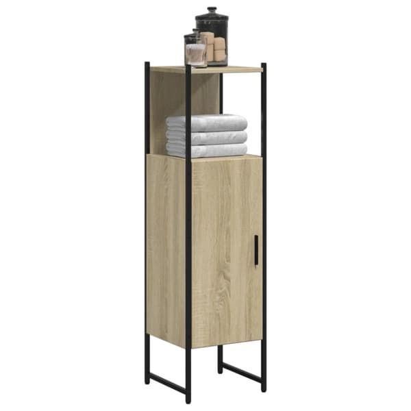 badeværelsesskab 33x33x120,5 cm konstrueret træ sonoma-eg