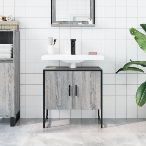 underskab til vask 60x33x60 cm konstrueret træ grå sonoma-eg