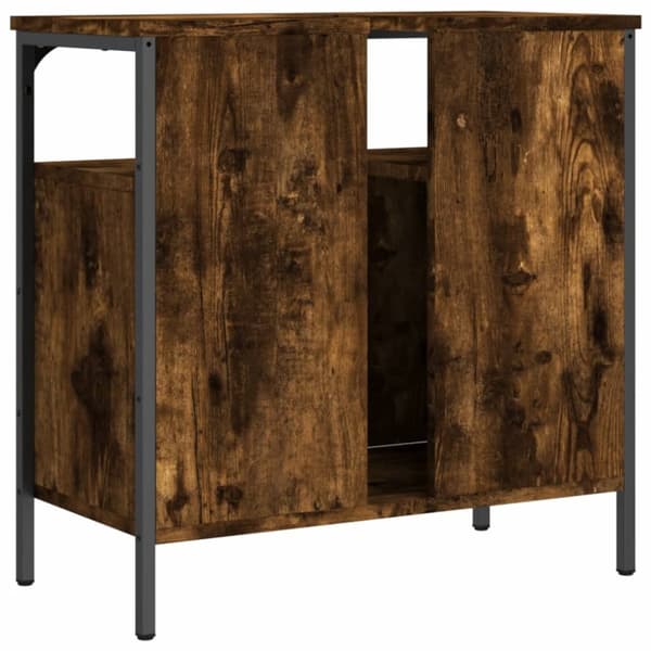 Tvättställsskåp rökfärgad ek 60x30x60 cm konstruerat trä