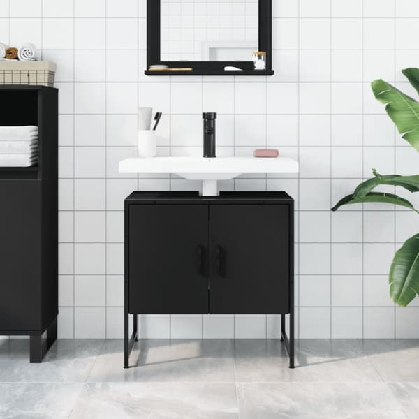 underskab til håndvask 60x30x60 cm konstrueret træ sort