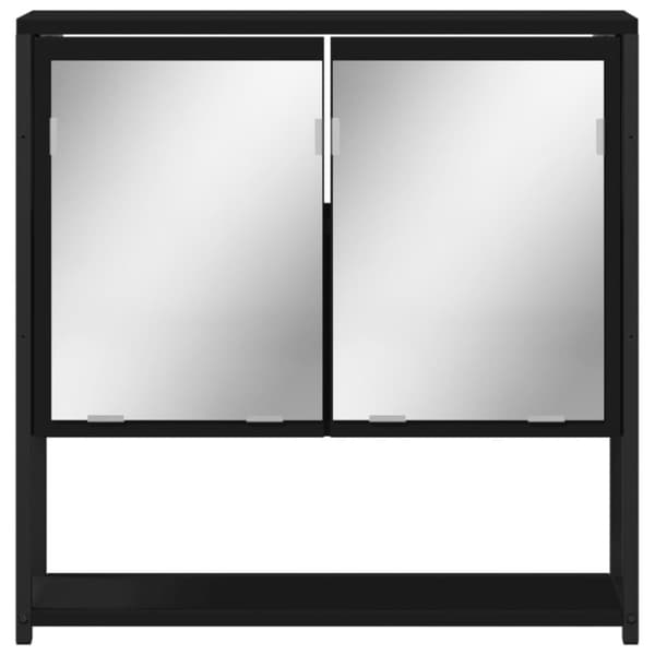 Spegelskåp för badrum svart 60x16x60 cm konstruerat trä