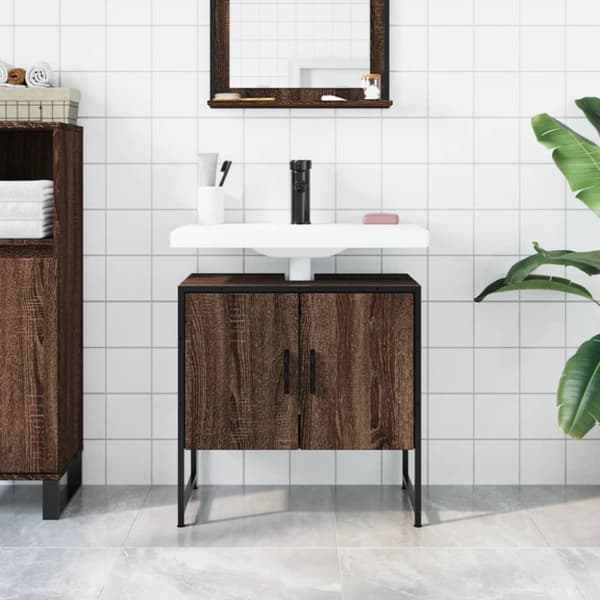 Tvättställsskåp brun ek 60x33x60 cm konstruerat trä
