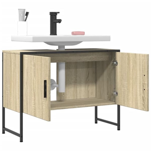 Tvättställsskåp sonoma-ek 80x33x60 cm konstruerat trä