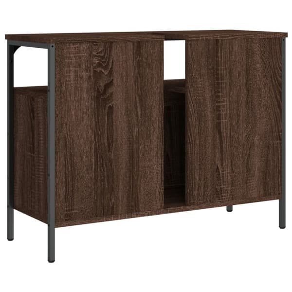 underskab til håndvask 80x30x60 cm konstrueret træ brunt eg