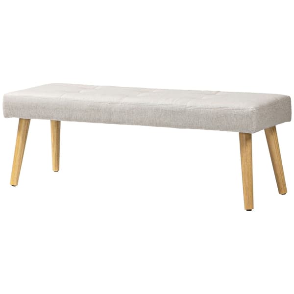 Rootz stoppad bänk - Sovrumsbänk - Fönstersäte - Tjock stoppning - Imitation av linne - Ben i naturträ - 120cm x 41cm x 43cm