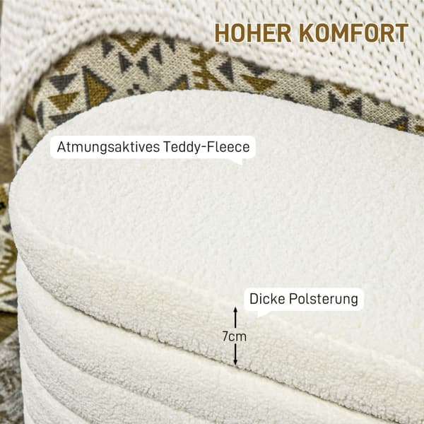 Rootz pehmustettu sänkypenkki - säilytysarkkupenkki - ikkunalaudoituspenkki - Teddy fleece -päällinen - eukalyptuspuu - 116 cm x 41 cm x 40,5 cm