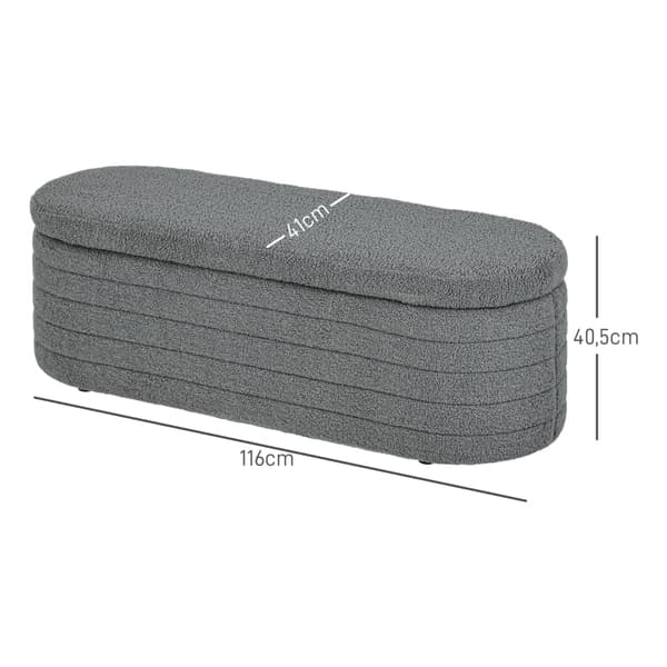 Rootz polstret sengebænk - Opbevaring Ottoman - Vinduessæde - 100% polyester - Eucalyptus træramme - 116 cm x 41 cm x 40,5 cm