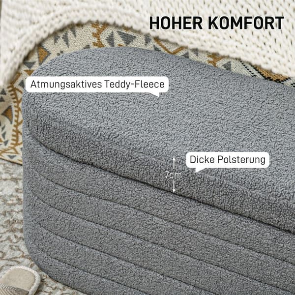 Rootz polstret sengebænk - Opbevaring Ottoman - Vinduessæde - 100% polyester - Eucalyptus træramme - 116 cm x 41 cm x 40,5 cm