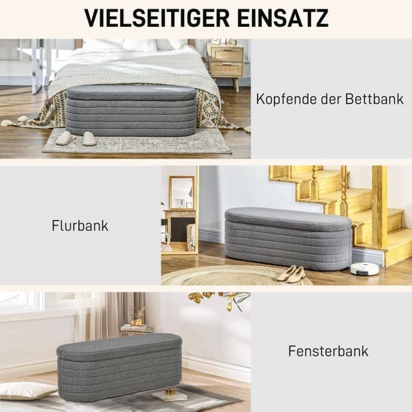 Rootz polstret sengebænk - Opbevaring Ottoman - Vinduessæde - 100% polyester - Eucalyptus træramme - 116 cm x 41 cm x 40,5 cm
