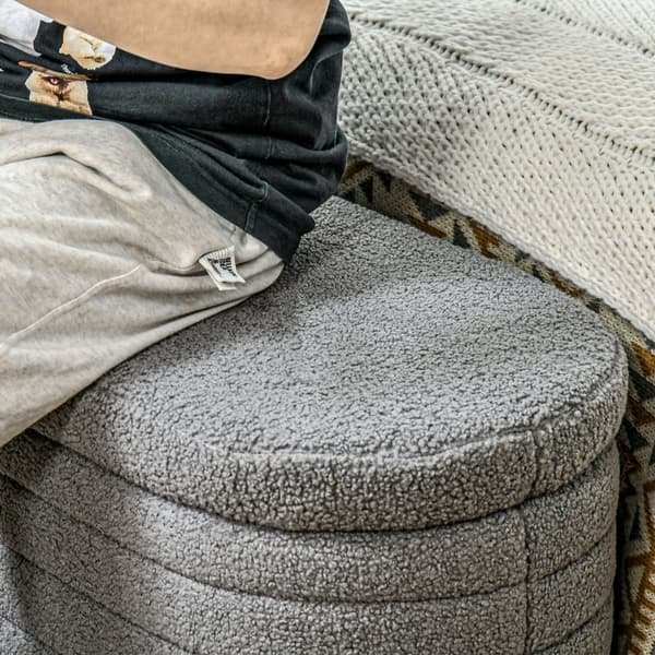 Rootz polstret sengebænk - Opbevaring Ottoman - Vinduessæde - 100% polyester - Eucalyptus træramme - 116 cm x 41 cm x 40,5 cm