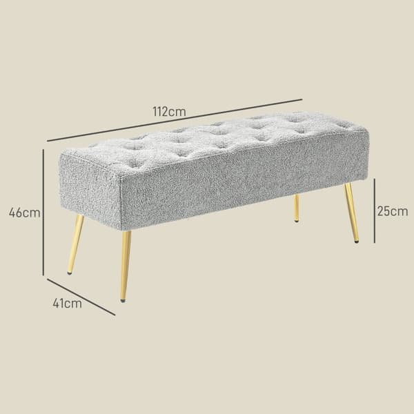 Rootz Modern Sängbänk - Fönstersäte - Matsalsbänk - Faux lammull - Tjock stoppning - 112cm x 41cm x 46cm