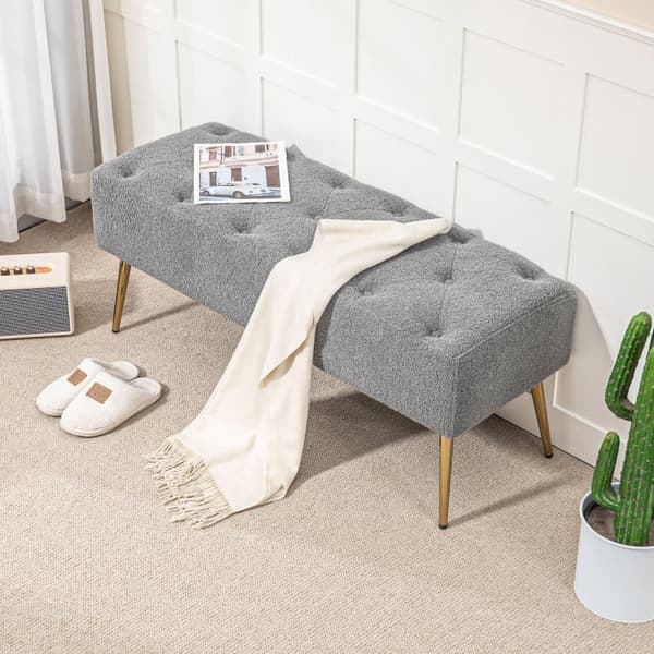 Rootz Modern Sängbänk - Fönstersäte - Matsalsbänk - Faux lammull - Tjock stoppning - 112cm x 41cm x 46cm