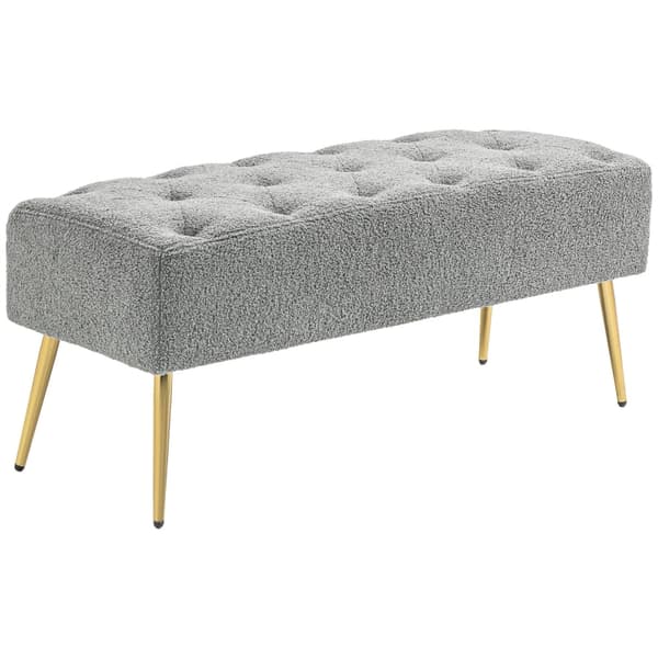 Rootz Modern Sängbänk - Fönstersäte - Matsalsbänk - Faux lammull - Tjock stoppning - 112cm x 41cm x 46cm