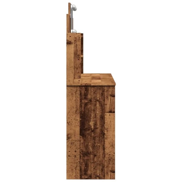 vidaXL Peilipöytä LED-valoilla vanha puu 96x40x142 cm