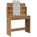 Miniatyrbillede 3 af 11: vidaXL makeupbord med LED-lys 96x40x142 cm kunsteg