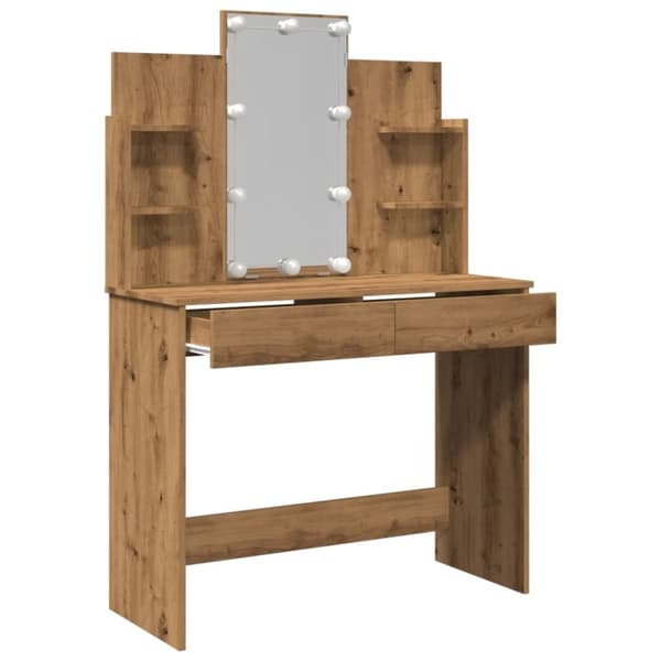vidaXL makeupbord med LED-lys 96x40x142 cm kunsteg