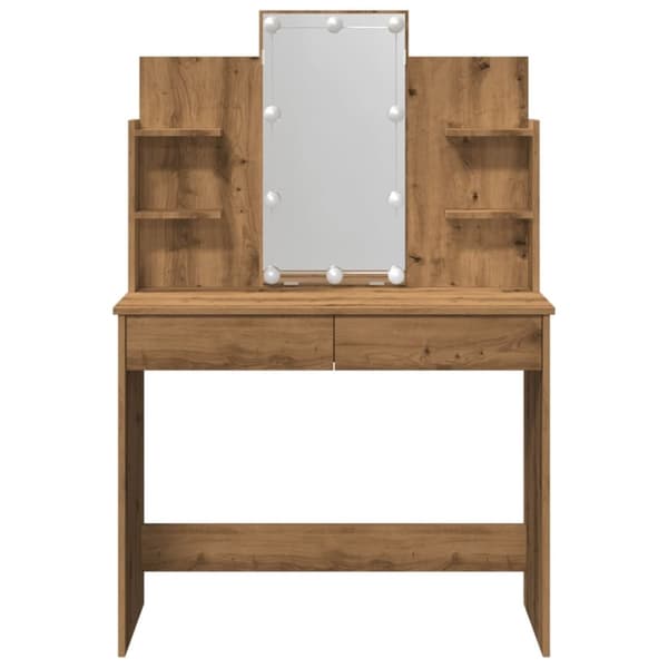 vidaXL makeupbord med LED-lys 96x40x142 cm kunsteg