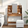 Miniatyrbilde 4 av 11: vidaXL Sminkebord med speil gammelt tre 96x39x142 cm