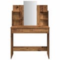Miniatyrbilde 5 av 11: vidaXL Sminkebord med speil gammelt tre 96x39x142 cm