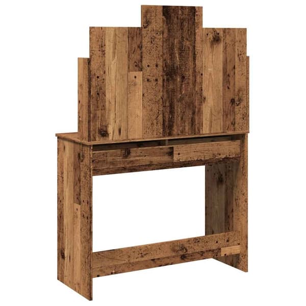 vidaXL Sminkebord med speil gammelt tre 96x39x142 cm