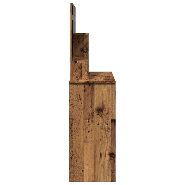 vidaXL Sminkbord med spegel gammalt trä 86,5x35x136 cm