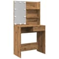 Miniatyrbillede 3 af 11: vidaXL makeupbord med LED-lys 74,5x40x141 cm kunsteg