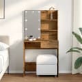 Miniatyrbillede 4 af 11: vidaXL makeupbord med LED-lys 74,5x40x141 cm kunsteg