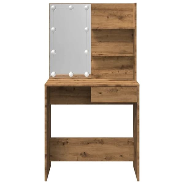vidaXL makeupbord med LED-lys 74,5x40x141 cm kunsteg