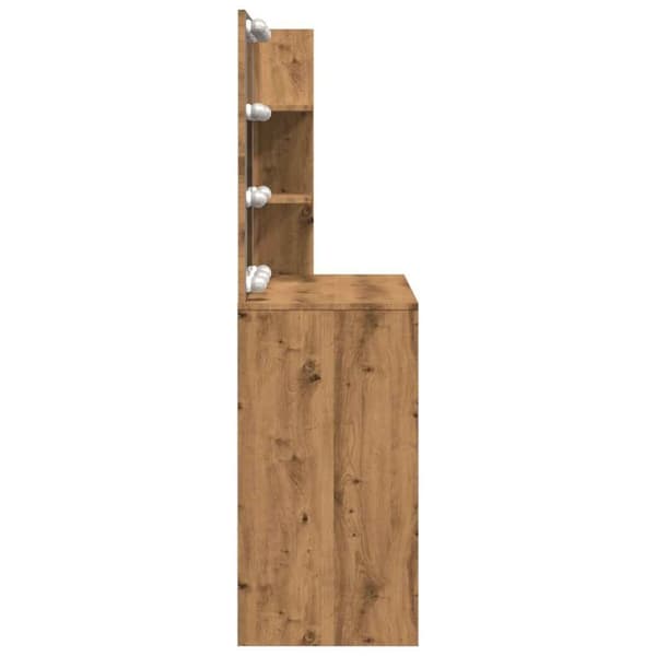 vidaXL makeupbord med LED-lys 74,5x40x141 cm kunsteg