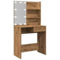 Miniatyrbillede 9 af 11: vidaXL makeupbord med LED-lys 74,5x40x141 cm kunsteg