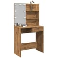 Miniatyrbillede 2 af 11: vidaXL makeupbord med LED-lys 74,5x40x141 cm kunsteg