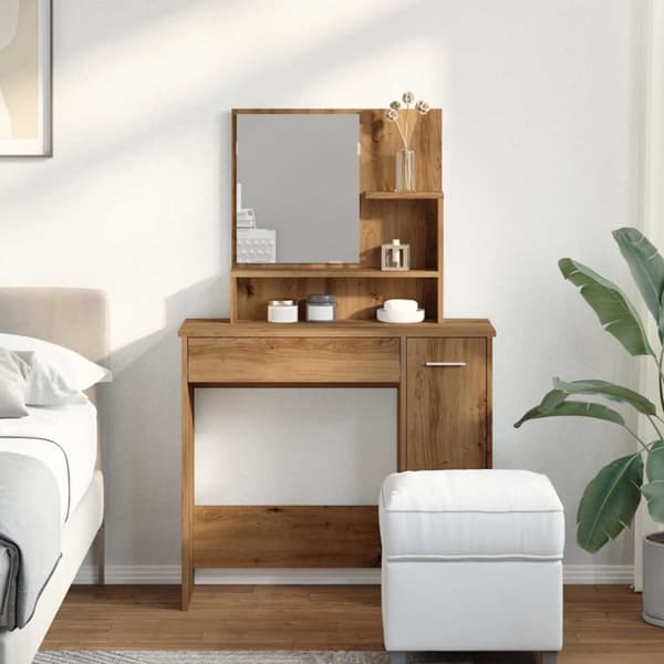 vidaXL makeupbord med spejl 86,5x35x136 cm kunsteg