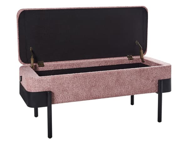 Oppbevaringsbenk for Soverom Rosa Polyester Stoff Polstring Svarte Ben Hytte Design Solid Farge Stue Møbler