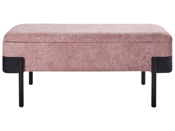 Oppbevaringsbenk for Soverom Rosa Polyester Stoff Polstring Svarte Ben Hytte Design Solid Farge Stue Møbler