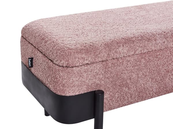 Oppbevaringsbenk for Soverom Rosa Polyester Stoff Polstring Svarte Ben Hytte Design Solid Farge Stue Møbler