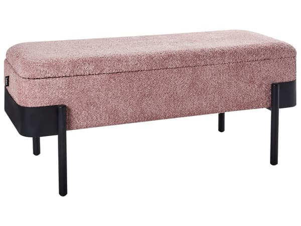 Oppbevaringsbenk for Soverom Rosa Polyester Stoff Polstring Svarte Ben Hytte Design Solid Farge Stue Møbler