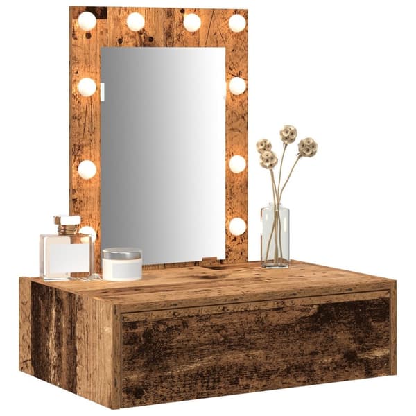vidaXL Gammelt træ Træ 60 x 40 x 70 cm Spejl Makeupbord Rektangulær