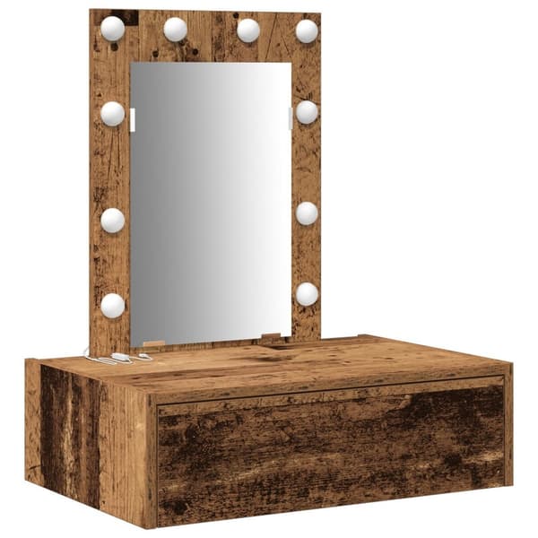 vidaXL Gammelt træ Træ 60 x 40 x 70 cm Spejl Makeupbord Rektangulær