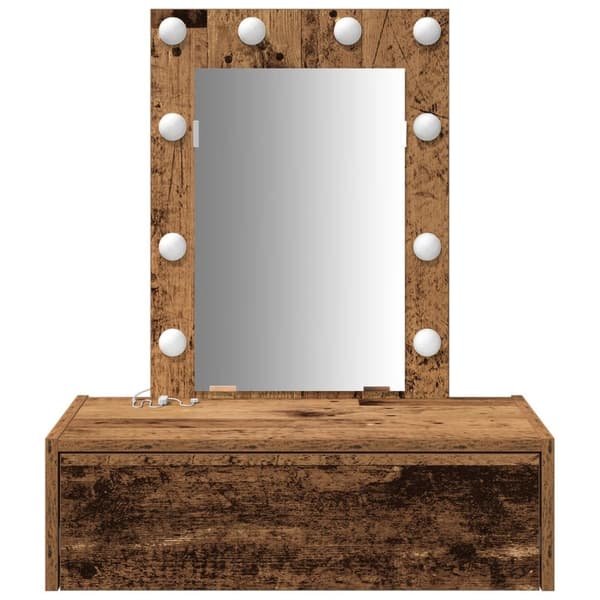 vidaXL Gammelt træ Træ 60 x 40 x 70 cm Spejl Makeupbord Rektangulær